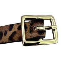 Leopard Print Belt with Gold Buckle